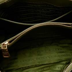 Pre Owned Prada Green Saffiano Lux Leather Small Promenade Satchel