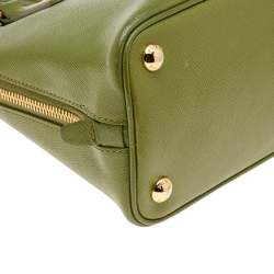 Pre Owned Prada Green Saffiano Lux Leather Small Promenade Satchel