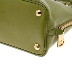 Pre Owned Prada Green Saffiano Lux Leather Small Promenade Satchel