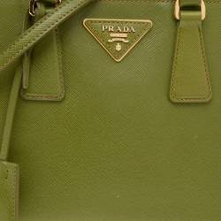 Pre Owned Prada Green Saffiano Lux Leather Small Promenade Satchel