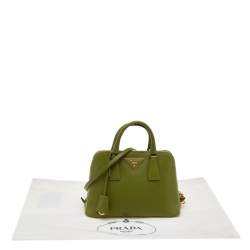 Pre Owned Prada Green Saffiano Lux Leather Small Promenade Satchel