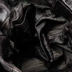 Pre Owned Prada Dark Brown Shiny Leather Lux Chain Cervo Hobo