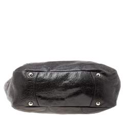 Pre Owned Prada Dark Brown Shiny Leather Lux Chain Cervo Hobo