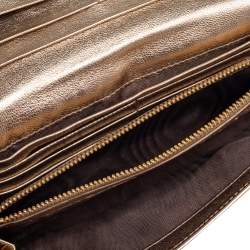 Pre Owned Prada Gold Patent Leather Continental Wallet