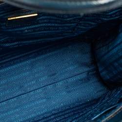 Pre Owned Prada Blue Saffiano Vernice Leather Parabole Tote