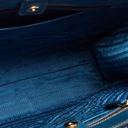 Pre Owned Prada Blue Saffiano Vernice Leather Parabole Tote