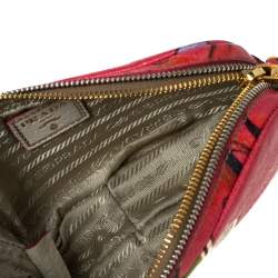 Pre Owned Prada Cervo Lux Print Leather Wristlet