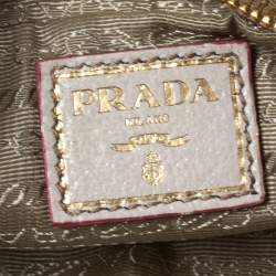 Pre Owned Prada Cervo Lux Print Leather Wristlet