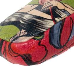 Pre Owned Prada Cervo Lux Print Leather Wristlet