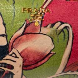 Pre Owned Prada Cervo Lux Print Leather Wristlet