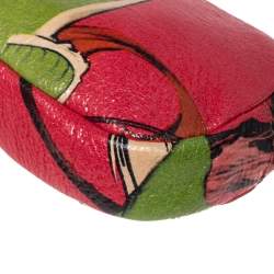 Pre Owned Prada Cervo Lux Print Leather Wristlet