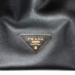 Pre Owned Prada Black Saffiano Lux Leather Double Zip Tote