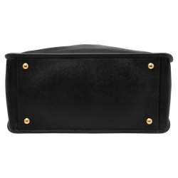 Pre Owned Prada Black Saffiano Lux Leather Double Zip Tote