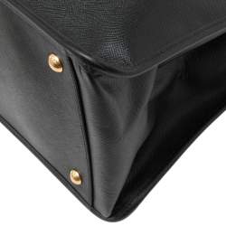Pre Owned Prada Black Saffiano Lux Leather Double Zip Tote