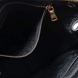 Pre Owned Prada Black Saffiano Lux Leather Double Zip Tote