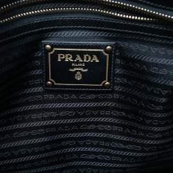 Pre Owned Prada Black Saffiano Lux Leather Double Zip Tote