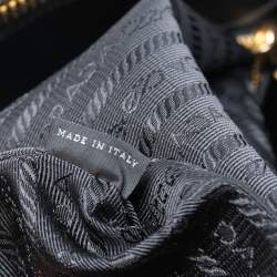 Pre Owned Prada Black Saffiano Lux Leather Double Zip Tote