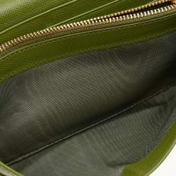 Pre Owned Prada Green Saffiano Leather Flap Continental Wallet