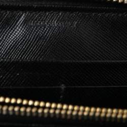 Pre Owned Prada Black Saffiano Leather Zip Around Wallet