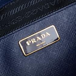 Pre Owned Prada Blue Saffiano Lux Leather Medium Promenade Satchel