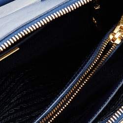 Pre Owned Prada Blue Saffiano Lux Leather Medium Promenade Satchel