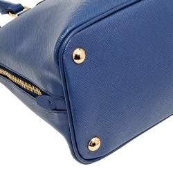 Pre Owned Prada Blue Saffiano Lux Leather Medium Promenade Satchel