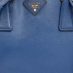 Pre Owned Prada Blue Saffiano Lux Leather Medium Promenade Satchel