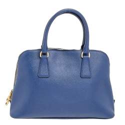 Pre Owned Prada Blue Saffiano Lux Leather Medium Promenade Satchel