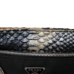 Pre Owned Prada Multicolor Nylon and Python Messenger bag