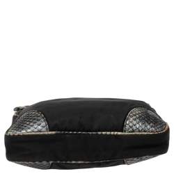 Pre Owned Prada Multicolor Nylon and Python Messenger bag