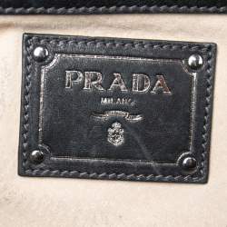 Pre Owned Prada Black/Camo Nylon and Leather Fringe Hobo
