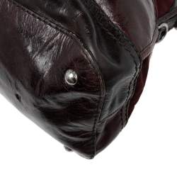 Pre Owned Prada Burgundy Nylon and Leather Bauletto Bowler Bag