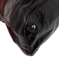 Pre Owned Prada Burgundy Nylon and Leather Bauletto Bowler Bag