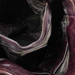 Pre Owned Prada Burgundy Nylon and Leather Bauletto Bowler Bag