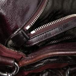 Pre Owned Prada Burgundy Nylon and Leather Bauletto Bowler Bag