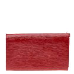 Pre Owned Prada Red Vitello Move Leather Wallet On Strap