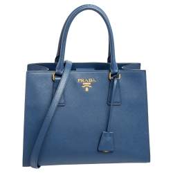 Pre Owned Prada Navy Blue Saffiano Leather Galleria Tote