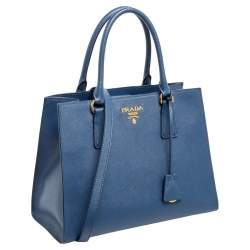 Pre Owned Prada Navy Blue Saffiano Leather Galleria Tote