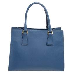 Pre Owned Prada Navy Blue Saffiano Leather Galleria Tote
