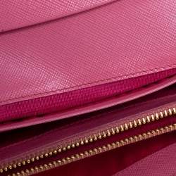 Pre Owned Prada Black Saffiano Lux Leather Flap Continental Wallet