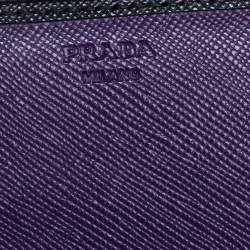 Pre Owned Prada Black Saffiano Lux Leather Flap Continental Wallet