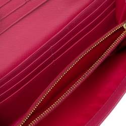 Pre Owned Prada Pink Saffiano Lux Leather Logo Flap Continental Wallet