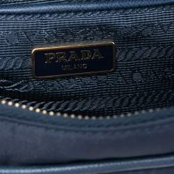Prada Navy Blue Nylon and Leather Trim Messenger Bag