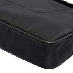 Pre Owned Prada Black Nylon and Leather Trim Messenger Bag