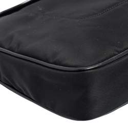 Pre Owned Prada Black Nylon and Leather Trim Messenger Bag