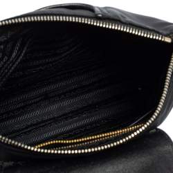 Pre Owned Prada Black Nylon and Leather Trim Messenger Bag