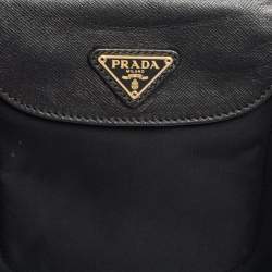 Pre Owned Prada Black Nylon and Leather Trim Messenger Bag