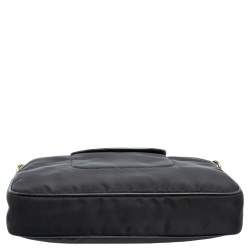 Pre Owned Prada Black Nylon and Leather Trim Messenger Bag