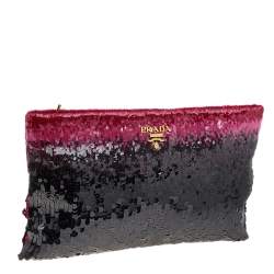Pre Owned Prada Multicolor Sequin Top Zip Pouch