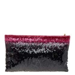 Pre Owned Prada Multicolor Sequin Top Zip Pouch